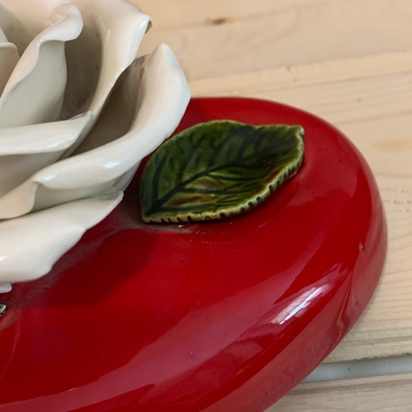 Vintage Red Heart Romantic Trinket Box-70s to 80s-Ceramic - Picture 7 of 15